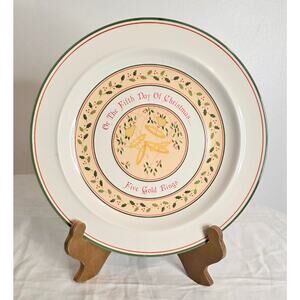 Vintage Anchor Hocking Stoneware Collector Plate 5th Day of Christmas 10 1/2"